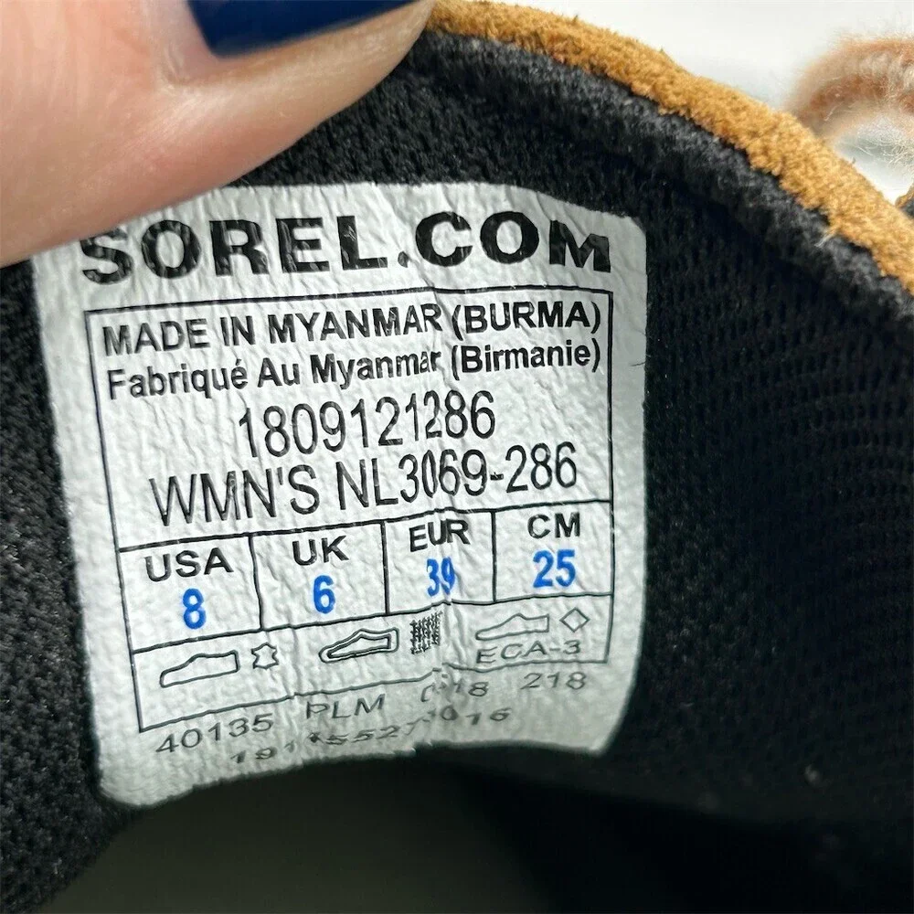 Sorel Out N About Duck Boots Womens Beige Waterproof Lace-Up Ankle Rain Size 8